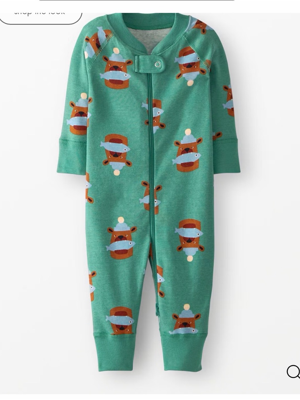 Hanna Andersson Teal One-Piece Footie With Bear & Fish Print